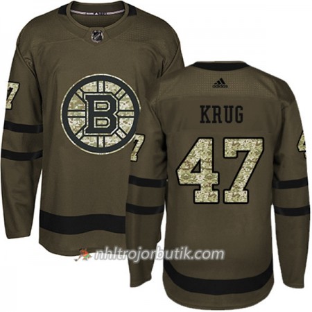 Män Ishockey Boston Bruins Tröja Torey Krug 47 Adidas 2017-2018 Camo Grön Authentic